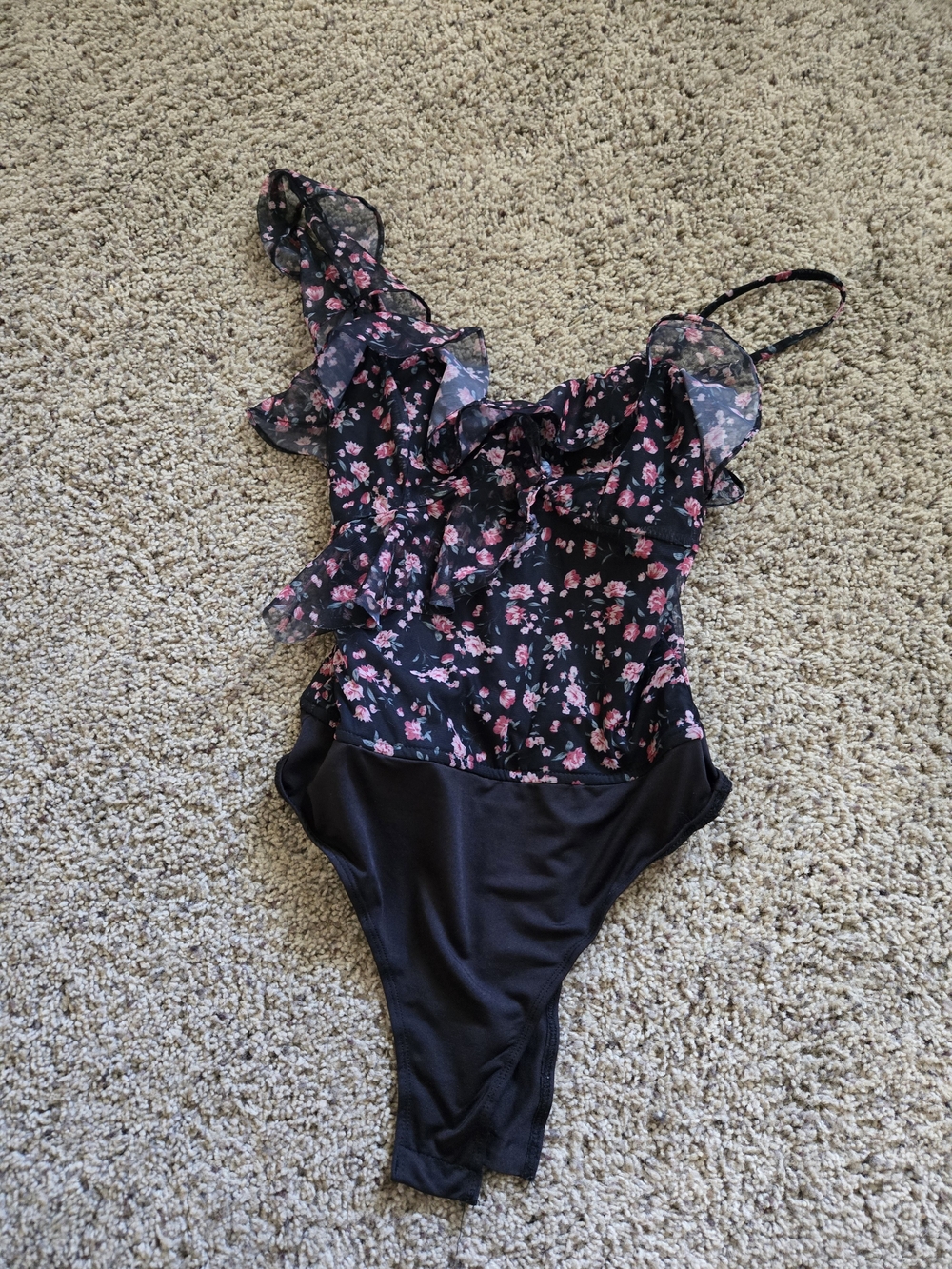 Black Floral Bodysuit